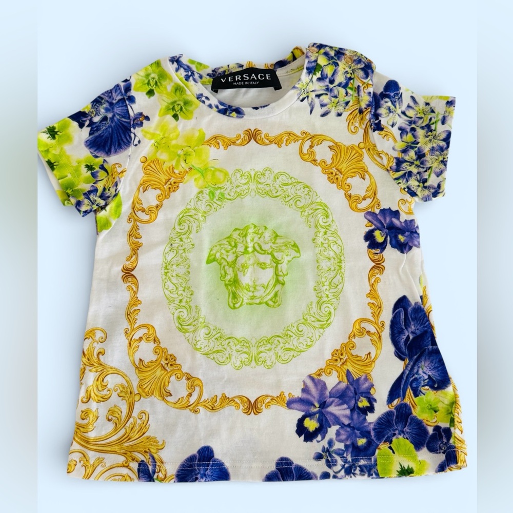 Versace Kids White and Gold Baroque T-Shirt